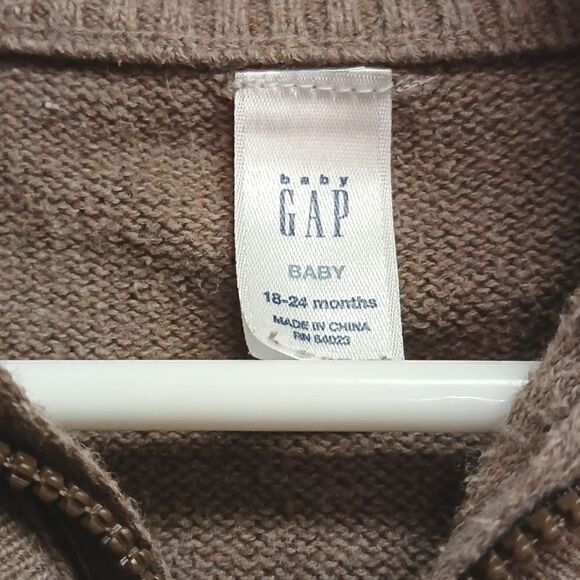 🩷GAP Baby's Size 18-24M Brown/Blue Zip Up Sweater - Picture 2 of 8